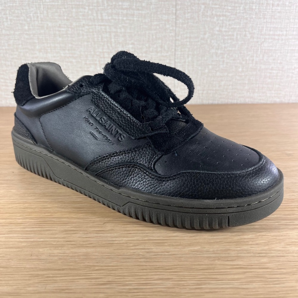 AllSaints Regan Men's Sneakers US 10 Black Leather Suede Monochrome Streetwear
